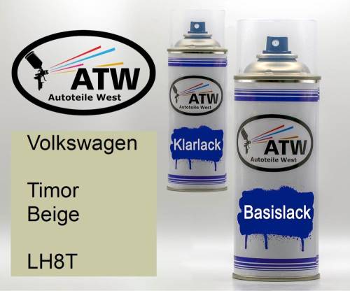 Volkswagen, Timor Beige, LH8T: 400ml Sprühdose + 400ml Klarlack - Set, von ATW Autoteile West.